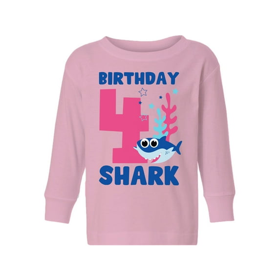 Awkward Styles Fourth Birthday Long Sleeve Shirt B-day Shark Toddler T-shirt Shark Birthday