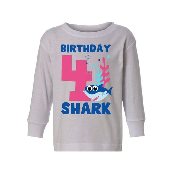 Awkward Styles Fourth Birthday Long Sleeve Shirt B-day Shark Toddler T-shirt Shark Birthday