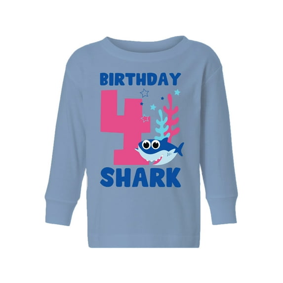 Awkward Styles Fourth Birthday Long Sleeve Shirt B-day Shark Toddler T-shirt Shark Birthday