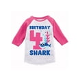 thumbnail image 1 of Awkward Styles Fourth Birthday T-shirt B-day Shark Toddler Raglan Shirt Shark Birthday, 1 of 4