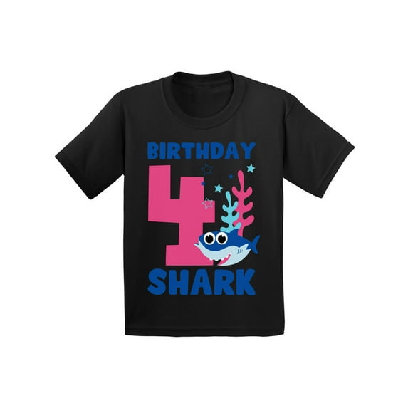 Awkward Styles Fourth Birthday T-shirt B-day Shark Toddler Shirt Shark Birthday