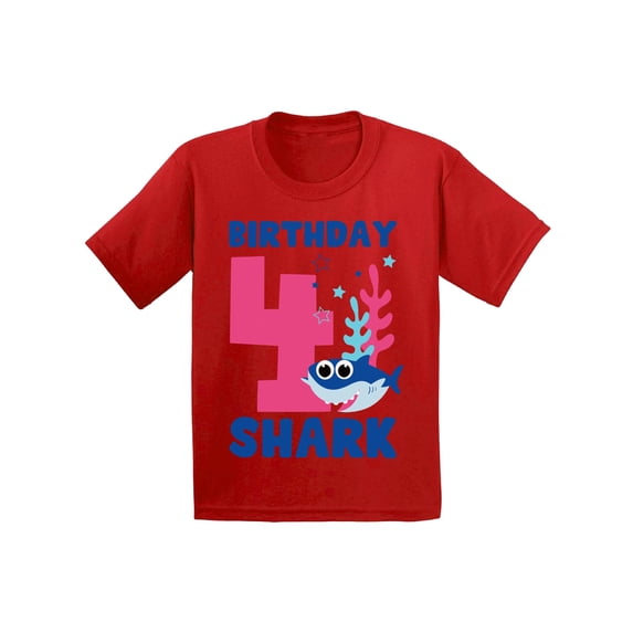 Awkward Styles Fourth Birthday T-shirt B-day Shark Toddler Shirt Shark Birthday