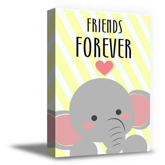 Awkward Styles Friends Forever Canvas Wall Art Elephant Illustration Kids Room Wall Art Baby Room Art Funny Decor for Kids Animals Picture Newborn Baby Room Wall Decor Safari Wallpapers Made in USA