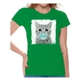 thumbnail image 1 of Awkward Styles Funny Animal Clothes Shirt for Woman Lovely Animal Lovers Gifts for Her Cat Clothing Cat T Shirt Cute Animal T Shirt Baby Cat Shirt Women T Shirt Little Cat Blowing Gum T Shirt, 1 of 4