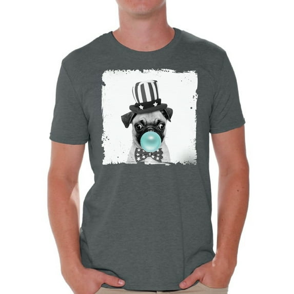 Awkward Styles Funny Animal T Shirt Pug Shirt Gifts for Him Funny Men T Shirt Puppy Pug Tshirt Pug with Blue Gum T Shirt Little Pug Clothes Animal T-Shirt for Men Funny Animal Gifts Pug T Shirt