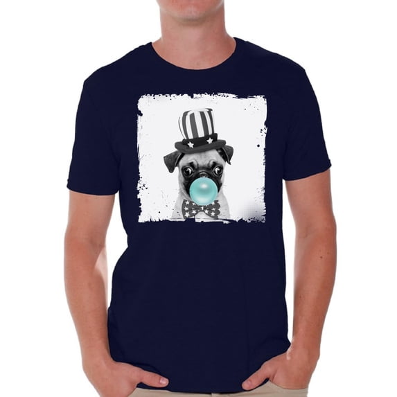 Awkward Styles Funny Animal T Shirt Pug Shirt Gifts for Him Funny Men T Shirt Puppy Pug Tshirt Pug with Blue Gum T Shirt Little Pug Clothes Animal T-Shirt for Men Funny Animal Gifts Pug T Shirt