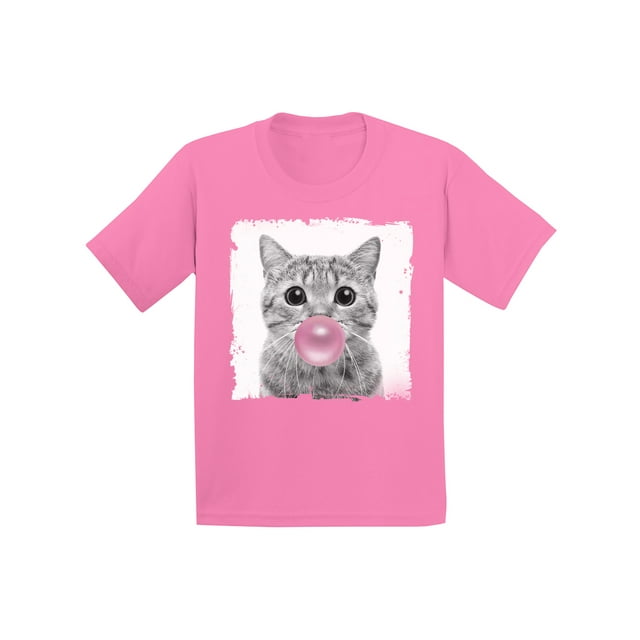 Awkward Styles Funny Cat Blowing Gum Shirt Cat Lovers Lovely Gifts for Kids Funny Animal Youth Shirt Cute Animal Lovers Clothes New Kids T Shirt Gifts for Kids Little Cat Clothing Childrens Outfit
