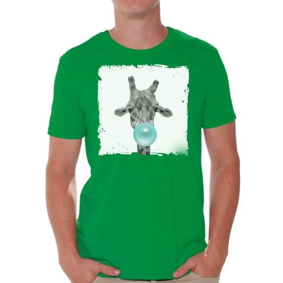 Awkward Styles Funny Giraffe T Shirt Giraffe Lovers T-Shirts Gifts for Him Themed Collection Funny Giraffe with Blue Gum T Shirt Animal T-Shirt for Men Giraffe Shirt Cute Animals Clothing Cute Gifts