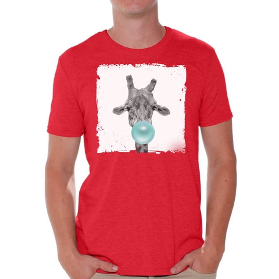 Awkward Styles Funny Giraffe T Shirt Giraffe Lovers T-Shirts Gifts for Him Themed Collection Funny Giraffe with Blue Gum T Shirt Animal T-Shirt for Men Giraffe Shirt Cute Animals Clothing Cute Gifts