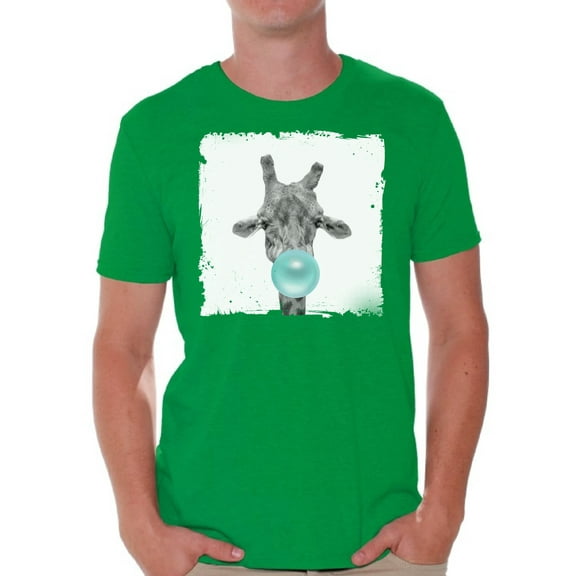 Awkward Styles Funny Giraffe T Shirt Giraffe Lovers T-Shirts Gifts for Him Themed Collection Funny Giraffe with Blue Gum T Shirt Animal T-Shirt for Men Giraffe Shirt Cute Animals Clothing Cute Gifts