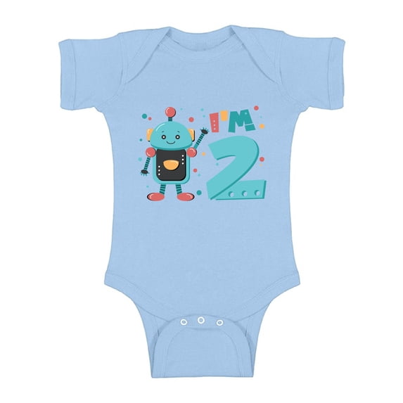 Awkward Styles Funny Robot Birthday Baby Bodysuit Short Sleeve Robot One Piece Gifts for 2 Year Old Second Birthday Shirt 2nd Year Old Shirt My 2nd Birthday Gifts for Birthday Boy Birthday Gifts