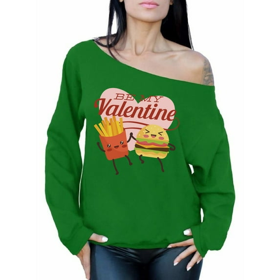 Awkward Styles Funny Valentine's Day Sweatshirt Be My Valentine Off Shoulder Tops for Women Love Gifts