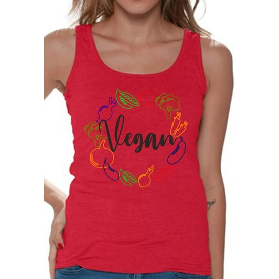 Awkward Styles Funny Vegetables Tank Top for Her Ladies Tanks Vegetarian Tshirt Vegan Friendly Shirts for Her Vegan T Shirts Vegan Clothes for Women Vegan Organic Shirts for Her Gifts for Vegetarians