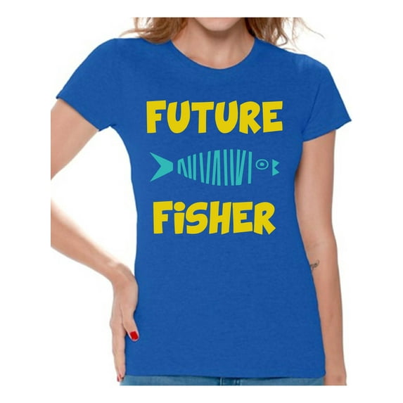 Awkward Styles Future Fisher Shirt for Women Fishing Clothes for Her Future Fisher Shirt for Mom Fishing Lovers Gifts Lovely Happy Shirt for Women Fisher Women T-Shirt Fisher T Shirt for Wife