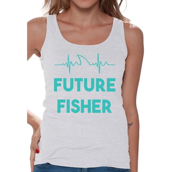 Awkward Styles Future Fisher Tanks for Her Blue Women Tank Top Fisher T Shirt for Wife Future Fisher Tank Top for Women Fishing Clothes for Her Future Fisher Tank Top for Girlfriend Fishing Lovers