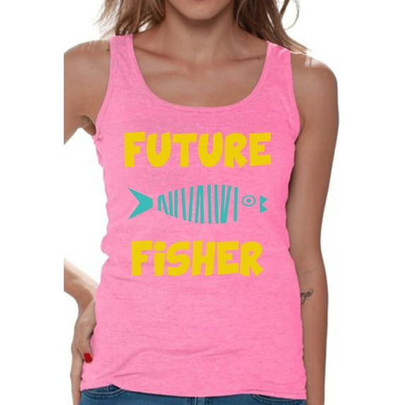 Awkward Styles Future Fisher Tanks for Her Women Tank Top Fisher T Shirt for Wife Future Fisher Tank Top for Women Fishing Clothes for Her Future Fisher Tank Top for Girlfriend Fishing Lovers