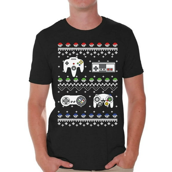 Awkward Styles Gamer Christmas Tshirt for Men Retro Gamer Shirt Funny Christmas Shirts for Men Christmas T Shirt Geeky Christmas T-Shirt Xmas Party Gifts for Him Nerdy Xmas Tshirt Xmas Gaming