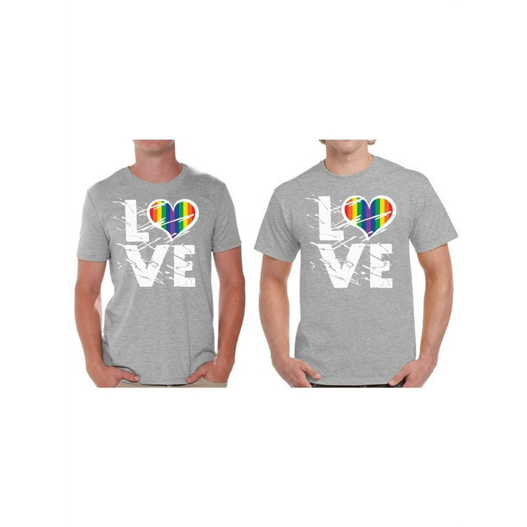 Awkward Styles Gay Couple Shirts Gay Love T Shirts for Men Rainbow Heart Walmart