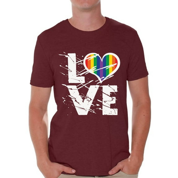 Awkward Styles Gay Mens Shirt Gay Flag T Shirt White Heart Print Rainbow T Shirt Gay Mens Tshirt LGBT Clothing Gay Rights Gay T-Shirt for Men Gay Shirt for Husband Gay Gifts Gay Pride Tshirt for Him