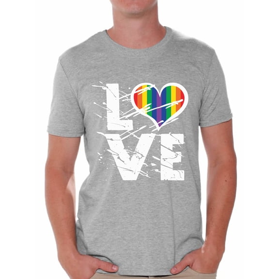 Awkward Styles Gay Mens Shirt Gay Flag T Shirt White Heart Print Rainbow T Shirt Gay Mens Tshirt LGBT Clothing Gay Rights Gay T-Shirt for Men Gay Shirt for Husband Gay Gifts Gay Pride Tshirt for Him