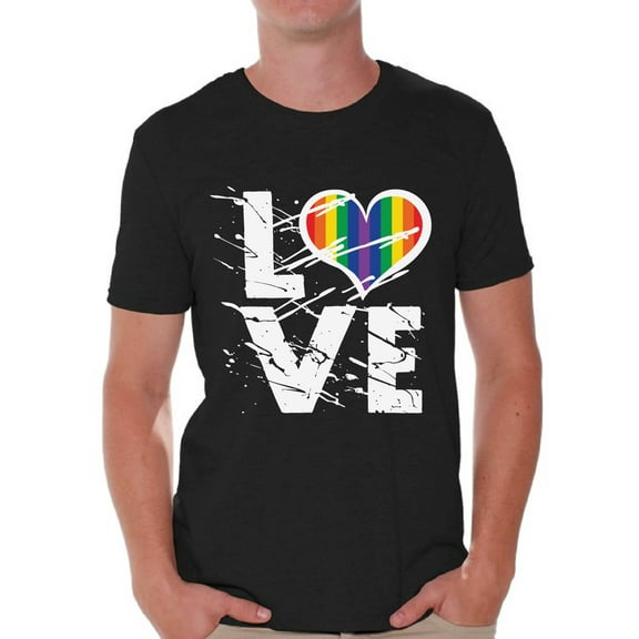 Awkward Styles Gay Mens Shirt Gay Flag T Shirt White Heart Print Rainbow T Shirt Gay Mens Tshirt LGBT Clothing Gay Rights Gay T-Shirt for Men Gay Shirt for Husband Gay Gifts Gay Pride Tshirt for Him