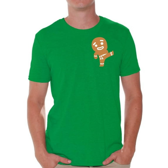 Awkward Styles Gingerbread Ninja Pocket Tshirt for Christmas Men's Christmas T Shirt Gingerbread Xmas Shirt Funny Christmas Gifts for Him Christmas Pocket Shirts Holiday Tshirt for Men