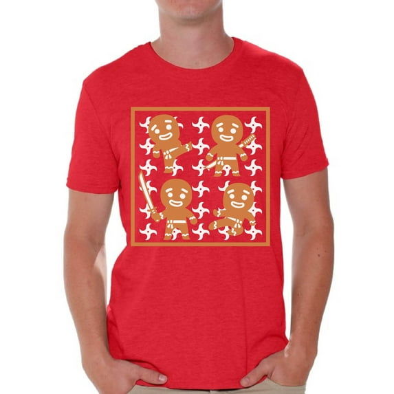 Awkward Styles Gingerbread Ninja Tshirt for Men Ginja Christmas T-Shirt Funny Christmas Shirts for Men Ginja Christmas T Shirt Xmas Party Gifts for Him Gingerbread Xmas Shirt Xmas Party Outfit