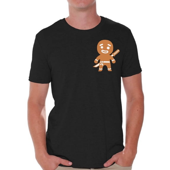 Awkward Styles Ginja Pocket Tshirt Gingerbread Ninja Christmas Shirt for Men Funny Christmas Shirts Men's Christmas T Shirt Gingerbread Man Holiday Shirt Christmas Pocket Tshirt Funny Xmas Gifts
