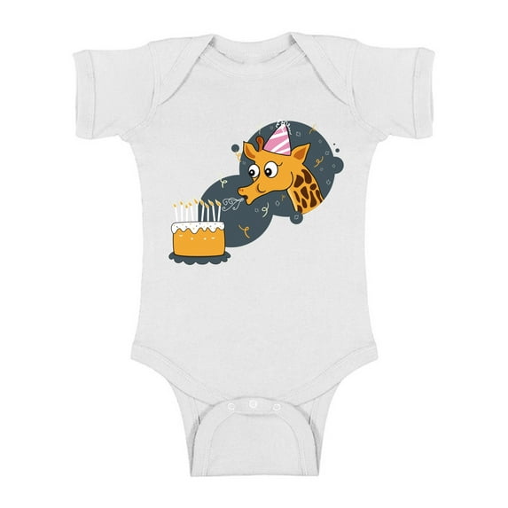 Awkward Styles Giraffe Birthday Bodysuit Short Sleeve for Newborn Baby Cute Gifts for 1 Year Old Baby Boy Baby Girl Birthday Outfit Themed Party Funny Giraffe with a Birthday Cake One Piece Top