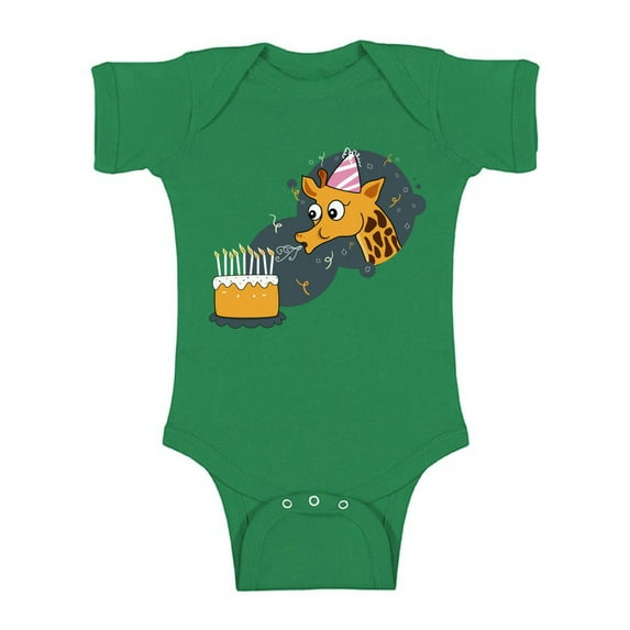 Awkward Styles Giraffe Birthday Bodysuit Short Sleeve for Newborn Baby Cute Gifts for 1 Year Old Baby Boy Baby Girl Birthday Outfit Themed Party Funny Giraffe with a Birthday Cake One Piece Top