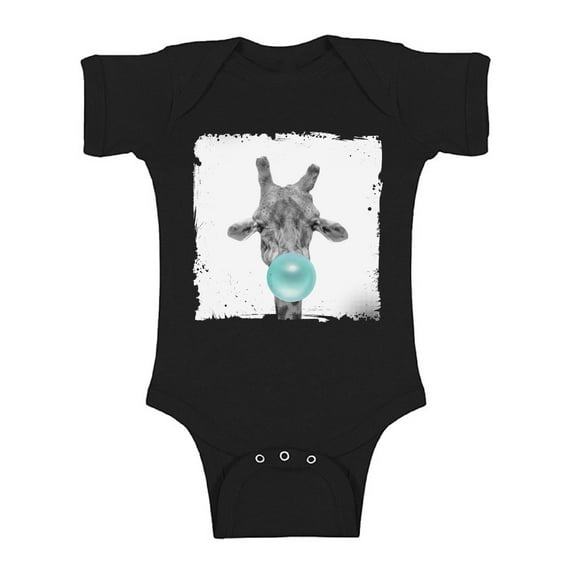 Awkward Styles Giraffe Bodysuit Short Sleeve Giraffe Lovers Animal Babies Collection Blue Gum One Piece Giraffe Blowing Gum Bodysuit Giraffe with Blue Gum Baby Bodysuit Short Sleeve Cute Girrafe