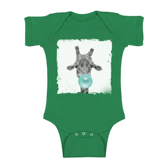 Awkward Styles Giraffe Bodysuit Short Sleeve Giraffe Lovers Animal Babies Collection Blue Gum One Piece Giraffe Blowing Gum Bodysuit Giraffe with Blue Gum Baby Bodysuit Short Sleeve Cute Girrafe