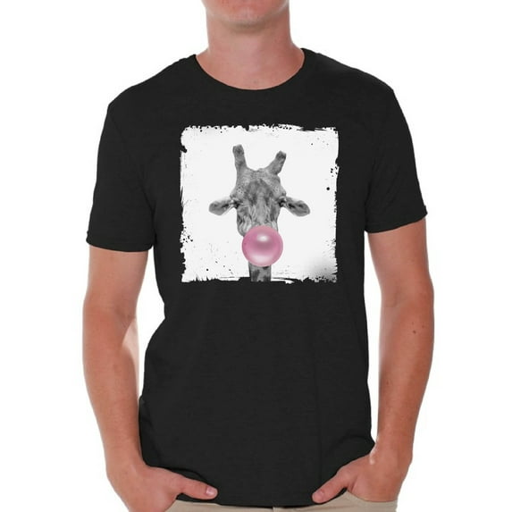 Awkward Styles Giraffe Shirt Gifts for Him Funny Men T Shirt Giraffe Tshirt Giraffe with Pink Gum T Shirt Giraffe Clothing Animal T-Shirt for Men Funny Animal Gifts Giraffe T Shirt Cute Animal T Shirt