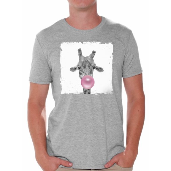 Awkward Styles Giraffe Shirt Gifts for Him Funny Men T Shirt Giraffe Tshirt Giraffe with Pink Gum T Shirt Giraffe Clothing Animal T-Shirt for Men Funny Animal Gifts Giraffe T Shirt Cute Animal T Shirt
