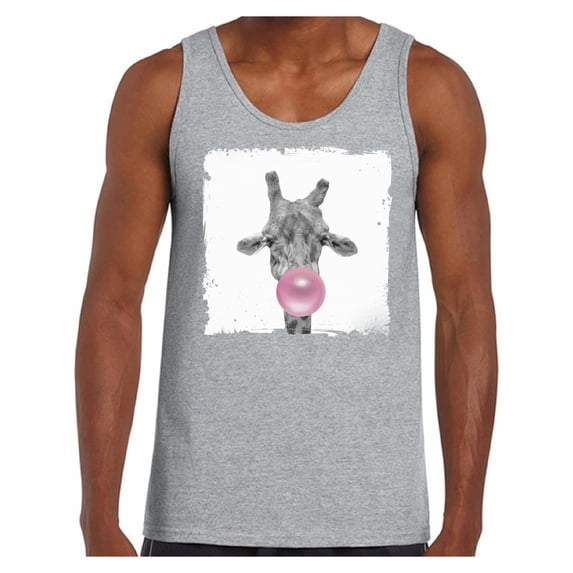 Awkward Styles Giraffe Tank Top Men Tank Top Giraffe Chewing Pink Gum Cute Giraffe T Shirt Animal Tank Top for Men Giraffe with Pink Gum T Shirt Animal Men Shirt Funny Animal Gifts Giraffe Clothing