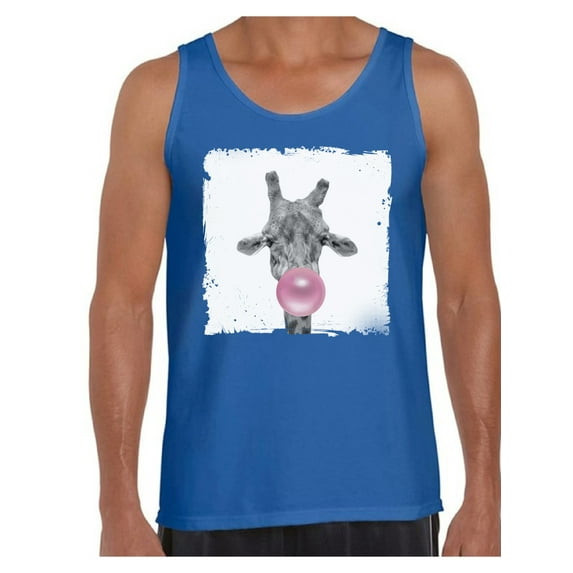 Awkward Styles Giraffe Tank Top Men Tank Top Giraffe Chewing Pink Gum Cute Giraffe T Shirt Animal Tank Top for Men Giraffe with Pink Gum T Shirt Animal Men Shirt Funny Animal Gifts Giraffe Clothing