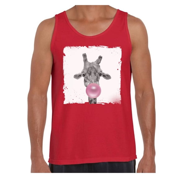 Awkward Styles Giraffe Tank Top Men Tank Top Giraffe Chewing Pink Gum Cute Giraffe T Shirt Animal Tank Top for Men Giraffe with Pink Gum T Shirt Animal Men Shirt Funny Animal Gifts Giraffe Clothing