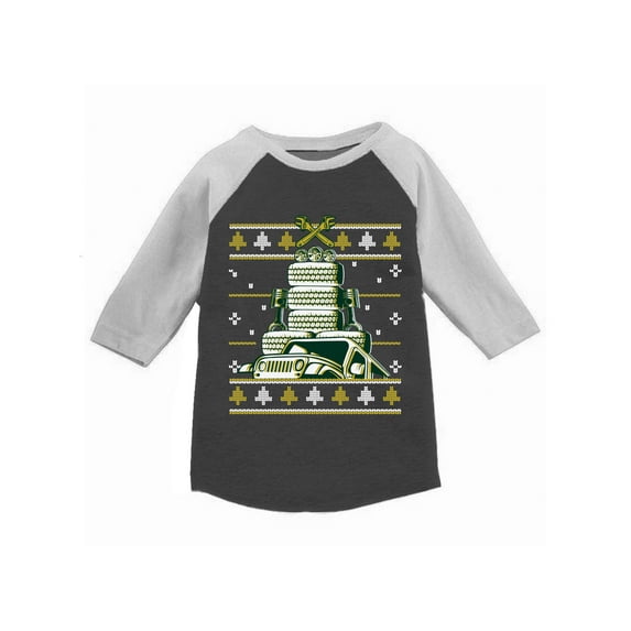 Awkward Styles Girls Boys Christmas T-Shirt Auto Xmas Tree Raglan Shirt Kids