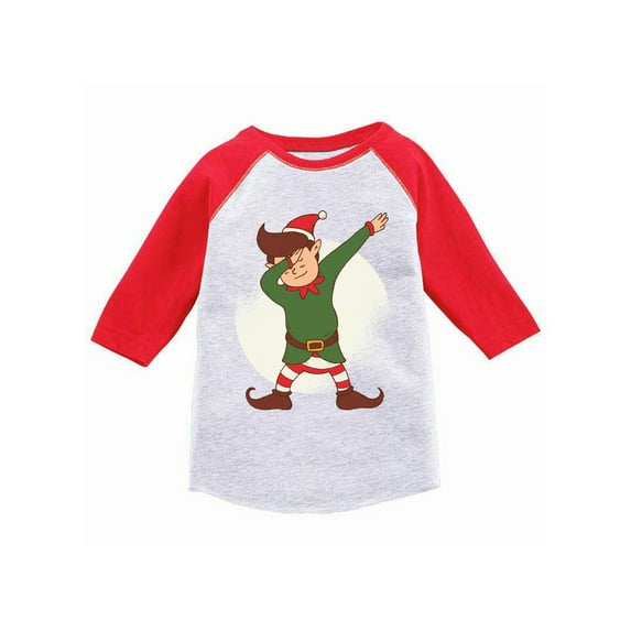 Awkward Styles Girls Boys Christmas T-Shirt Dabbing Xmas Elf Toddler Raglan Shirt
