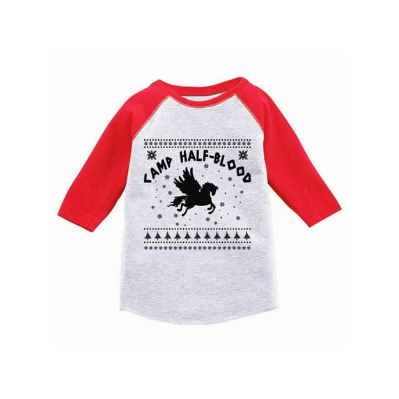 Awkward Styles Girls Boys Christmas T-Shirt Xmas Camp Half Blood Toddler Raglan Shirt