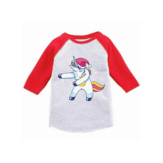 Awkward Styles Girls Boys Christmas T-Shirt Xmas Dancing Unicorn Raglan Shirt Kids