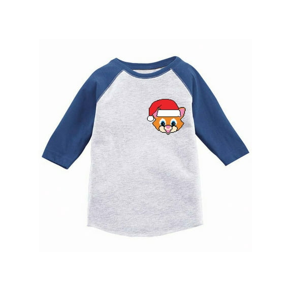 Awkward Styles Girls Boys Christmas T-Shirt Xmas Santa Cat Toddler Raglan Shirt Pocket Print