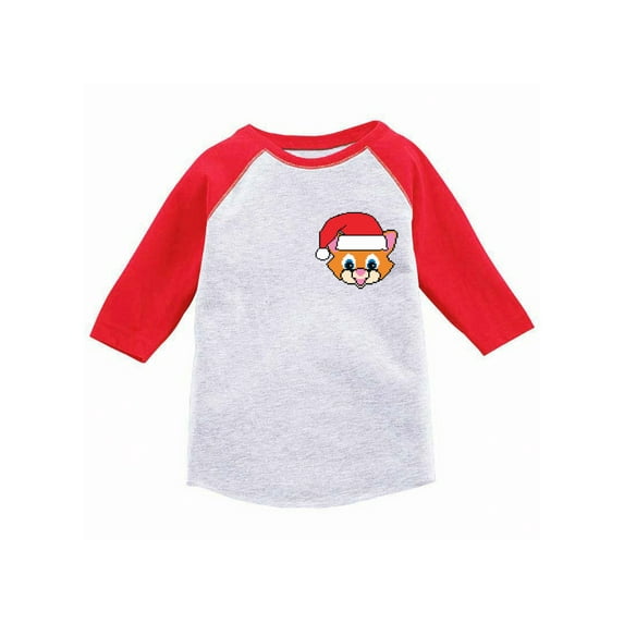 Awkward Styles Girls Boys Christmas T-Shirt Xmas Santa Cat Toddler Raglan Shirt Pocket Print