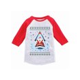 thumbnail image 1 of Awkward Styles Girls Boys Christmas T-Shirt Xmas Santa in Shark Toddler Raglan Shirt, 1 of 4