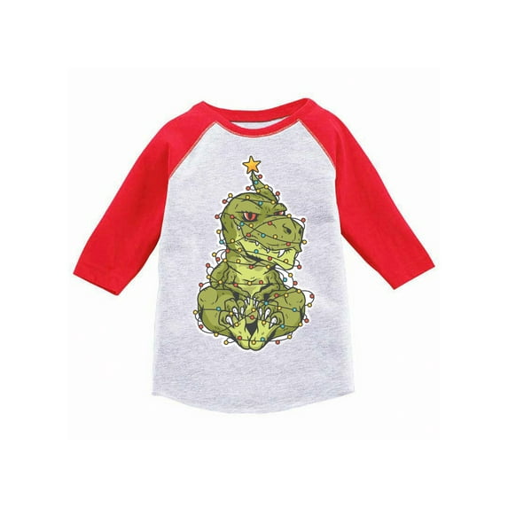 Awkward Styles Girls Boys Christmas T-Shirt Xmas Dinosaur Toddler Raglan Shirt
