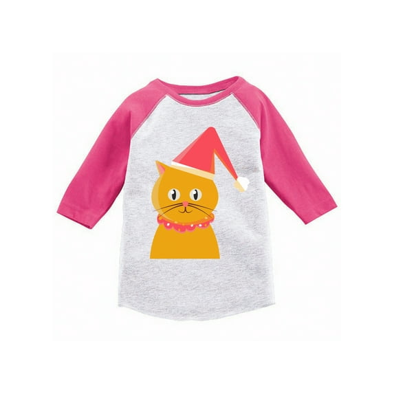 Awkward Styles Girls Boys Xmas T-Shirt Christmas Cat Toddler Raglan Shirt