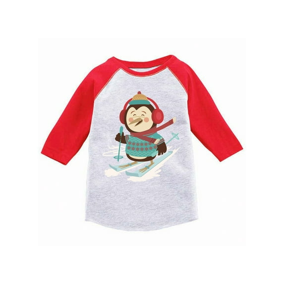 Awkward Styles Girls Boys Xmas T-Shirt Christmas Penguin Toddler Raglan Shirt