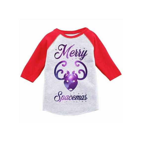 Awkward Styles Girls Boys Xmas T-Shirt Merry Spacemas Christmas Raglan Shirt Kids