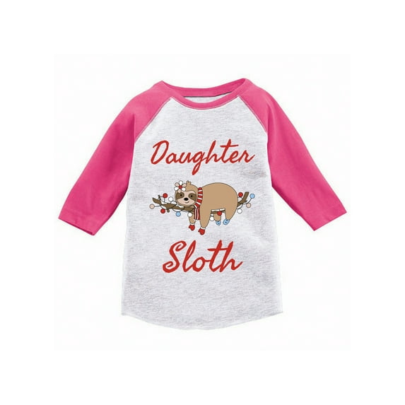 Awkward Styles Girls Christmas T-Shirt Daughter Sloth Raglan Shirt Kids