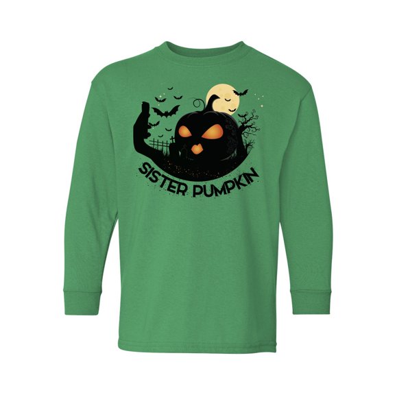 Awkward Styles Girls Halloween Youth Sweatshirt Sister Pumpkin Crewneck Tee for Kids